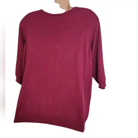 Lane Bryant Black Lace Trim V Neck 3/4 Sleeves Sweater Women's Sz 26/28 Pre-Own - Picture 8 of 11